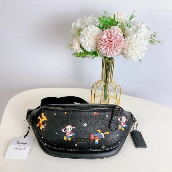 Coach CL964 Disney X Coach Warren Mini Belt Bag IN Black Multi - Picture 3 of 9